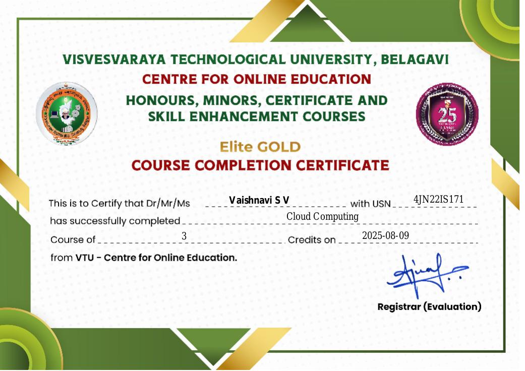 VTU Honors Degree — Information Science